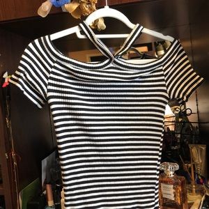 Zara Black and White striped top